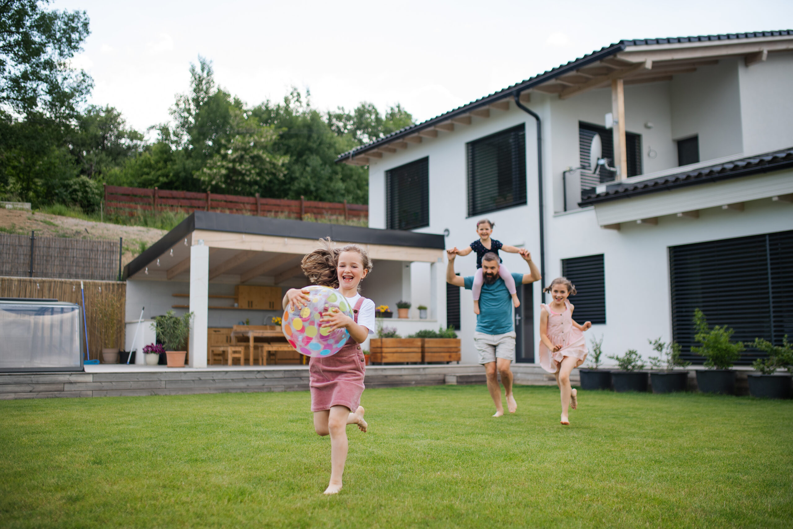 house and yard - with a family